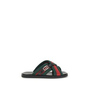 Gucci Men Web Sandals With Interlocking Gg